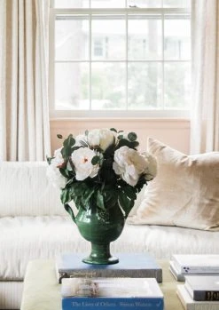 Artificial Peony Flower Arrangement In Urn Vase - 20"