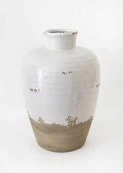 Afloral Distressed Ceramic Large Jug Vase - 14.75"