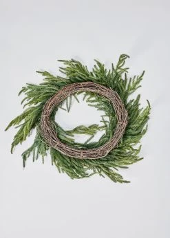 Afloral Real Touch Norfolk Pine Wreath - 24" -Afloral Sales Store Afloral Real Touch Norfolk Pine Wreath in Backside View