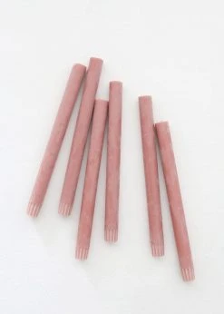Pack Of 6 Taper Candles In Desert Rose - 9.5"