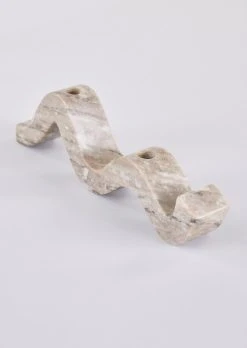 Nordic Marble Taper Candle Holder In Wave Shape - 14.5"