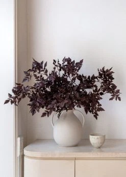 Plum Fake Cimicifuga Ramosa Leaves - 31" -Afloral Sales Store Cimicifuga Leaves in Clay Vase