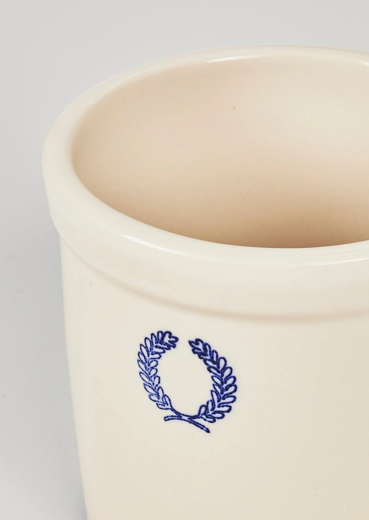 Cream Glossy Stoneware Laurel Crock Vase - 2 Quarts 2 Cream Glossy Stoneware Laurel Crock Vase - 2 Quarts - Image 2