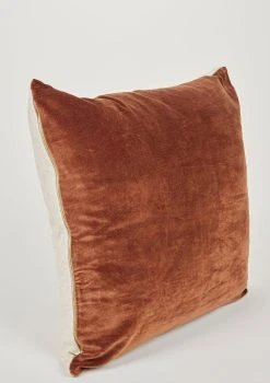 Velvet And Linen Pillow In Walnut - 26"