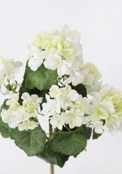 UV Treated Indoor/Outdoor Geranium Bush - 18" 7 UV Treated Indoor/Outdoor Geranium Bush - 18" -Afloral Sales Store FBG040 WH Faux White Geranium Bush