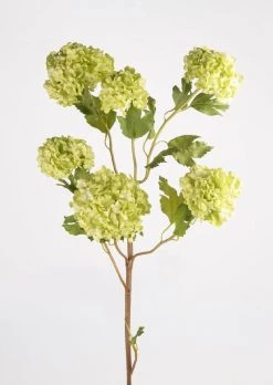 Faux Snowball Flower In Green - 43.5"