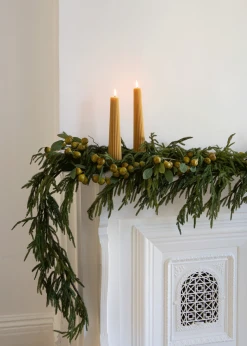Artificial Pear Branch - 30" 8 Artificial Pear Branch - 30" -Afloral Sales Store Fake Pears styled on Christmas Mantel with Norfolk Pine Garland
