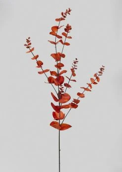 Artificial Burnt Sienna Spiral Eucalyptus Leaf Branch - 33.5"
