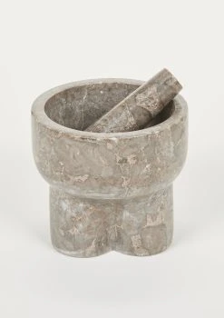 Grey Marble Mortar And Pestle Home Decor Accent