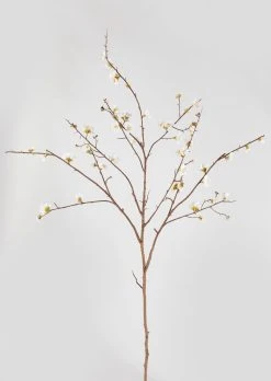 Faux Quince Blossom Branch In Cream - 54"