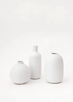 Afloral Set Of 3 Matte Ceramic Bud Vases - 4.25-7"