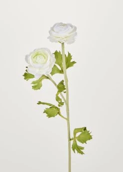 Artificial Ranunculus Flowers In White - 30"