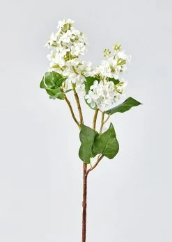 White Faux Lilac Flower Branch - 30"