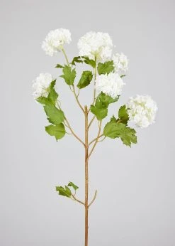 Faux Snowball Flower In White - 43.5"