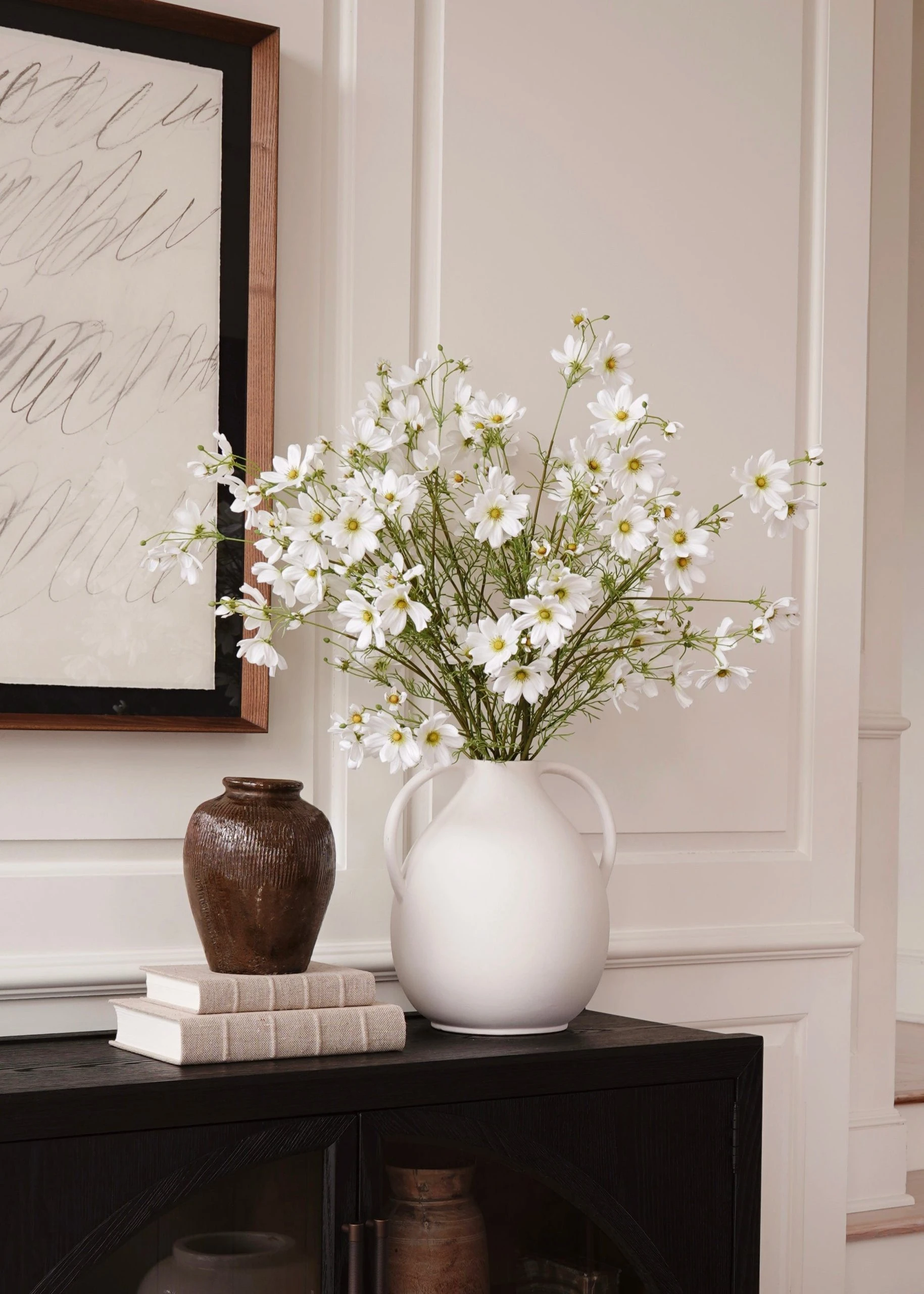 White Artificial Cosmo Daisy Flower - 37" 2 White Artificial Cosmo Daisy Flower - 37" - Image 2