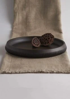 Handcrafted Round Wood Tray - 16"